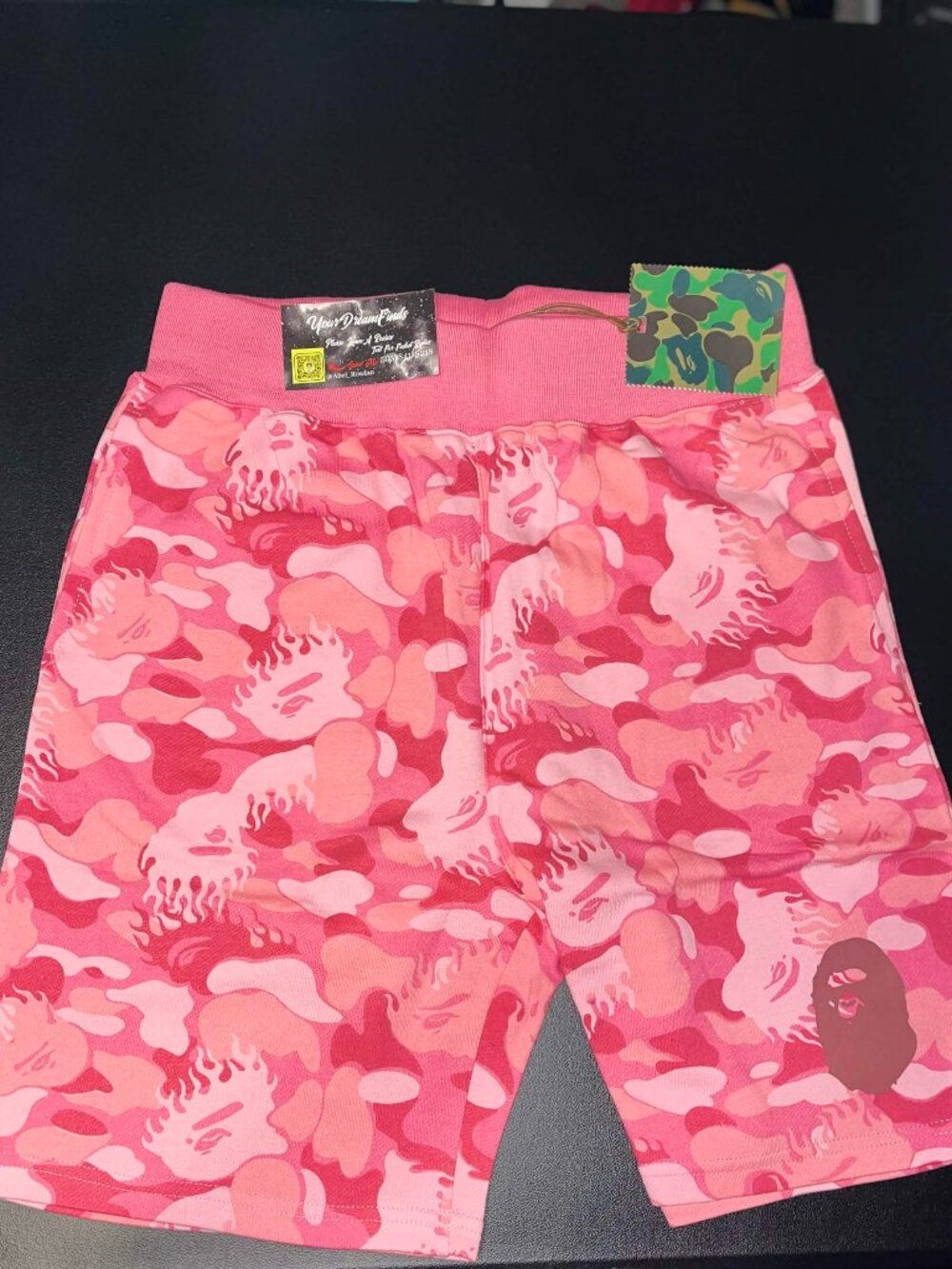 BAPE Pink Fire Camo Sweat Shorts